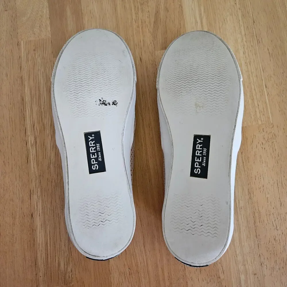 Sperry Seaside Perforated Leather Slip on Shoe Top Sider Sz 8.5